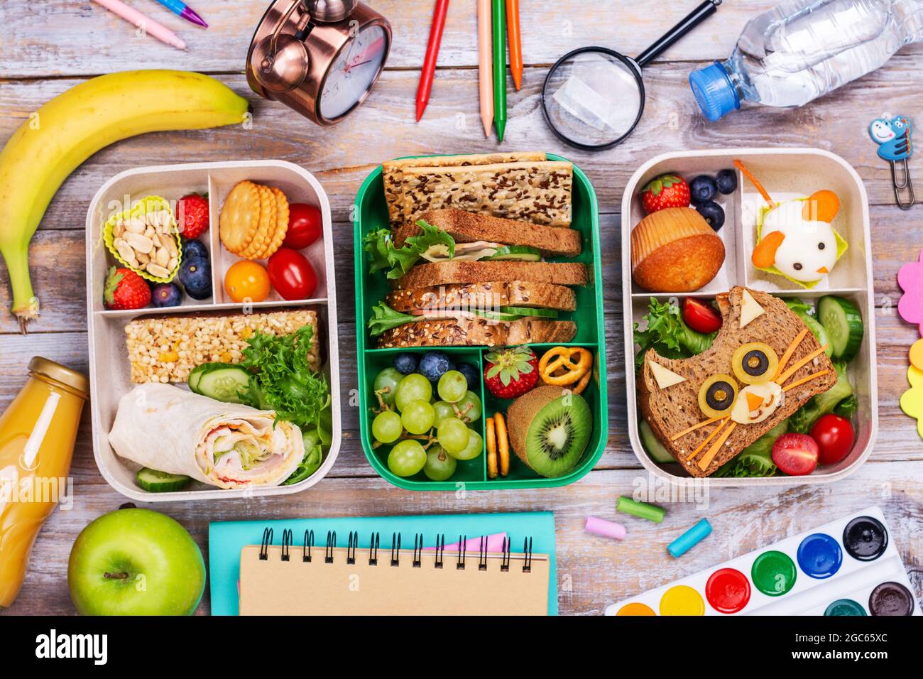 Healthy school lunch boxes Stock Photo Alamy