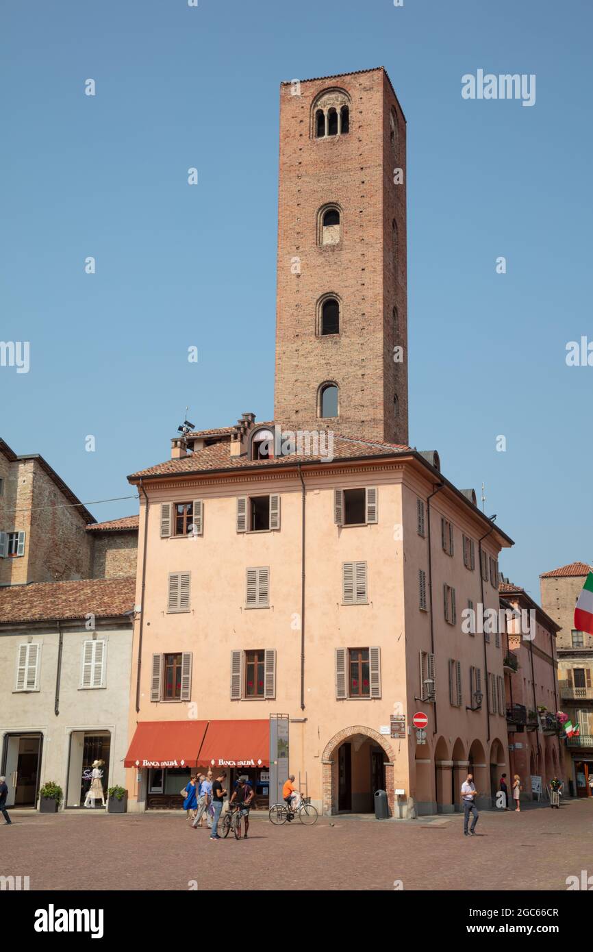 Tower at square in centre of Asti, Piemont, Italy Stock Photo - Alamy
