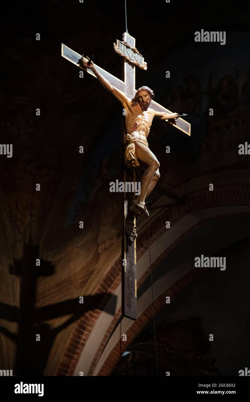 Jezus on the cross in church in Asti, Piemont, Italy Stock Photo - Alamy