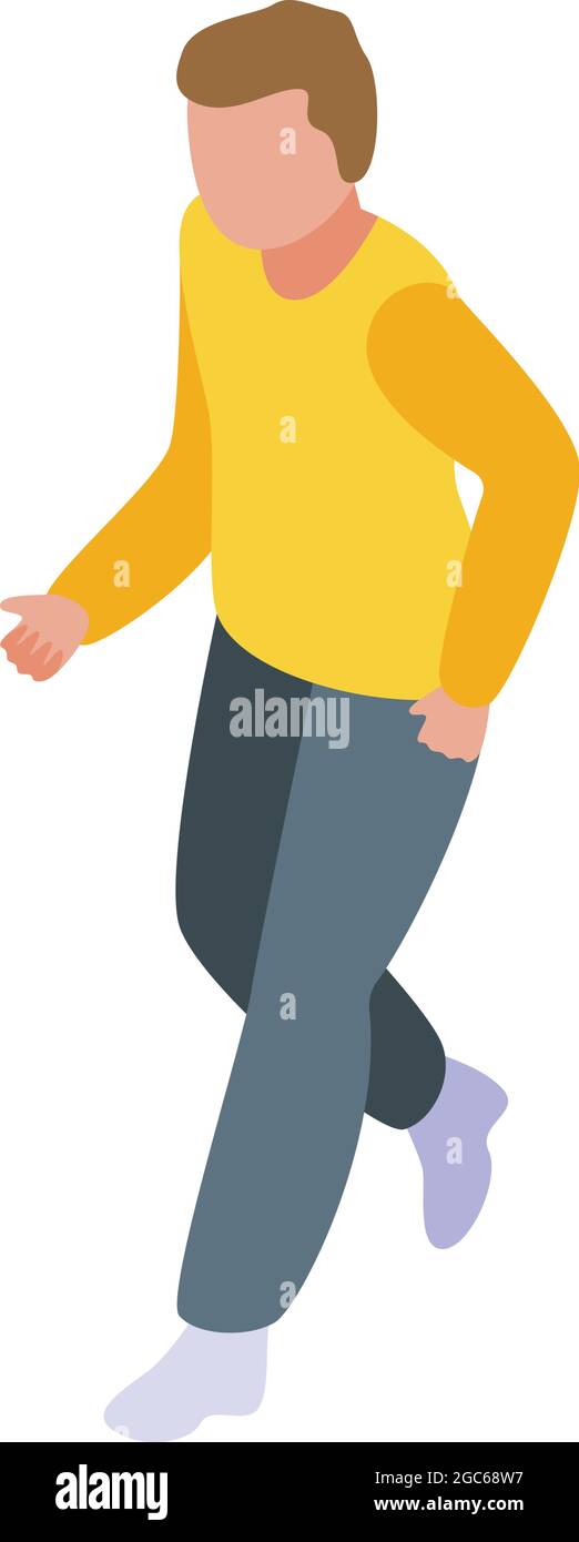 Schoolboy evacuation icon isometric vector. Fire emergency. Boy safety Stock Vector