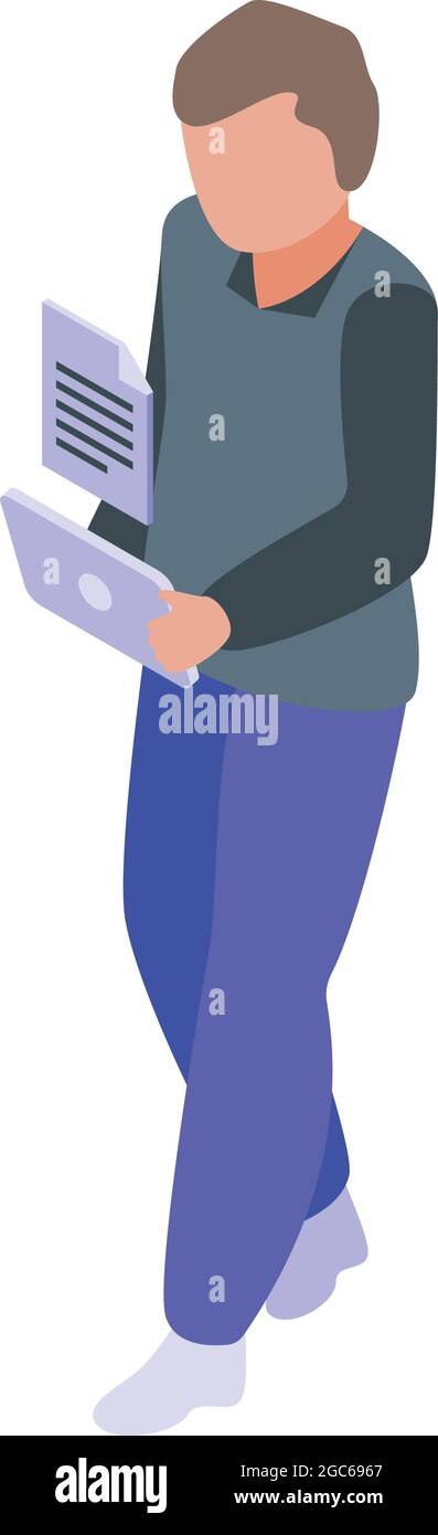 Tablet document icon isometric vector. Digital electronic. Online table Stock Vector