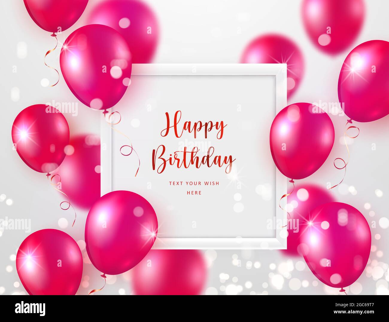 Elegant rose pink ballon and sqaure frame Happy Birthday celebration card  banner template background Stock Vector Image & Art - Alamy