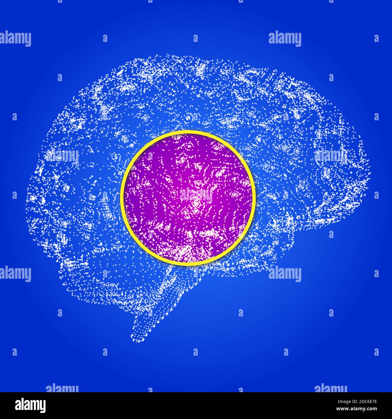 Microscopic view of neurons. Brain connections. Synapses. Cerebral stimulus. Neural network circuit, degenerative diseases, Parkinson, Alzheimer Stock Photo