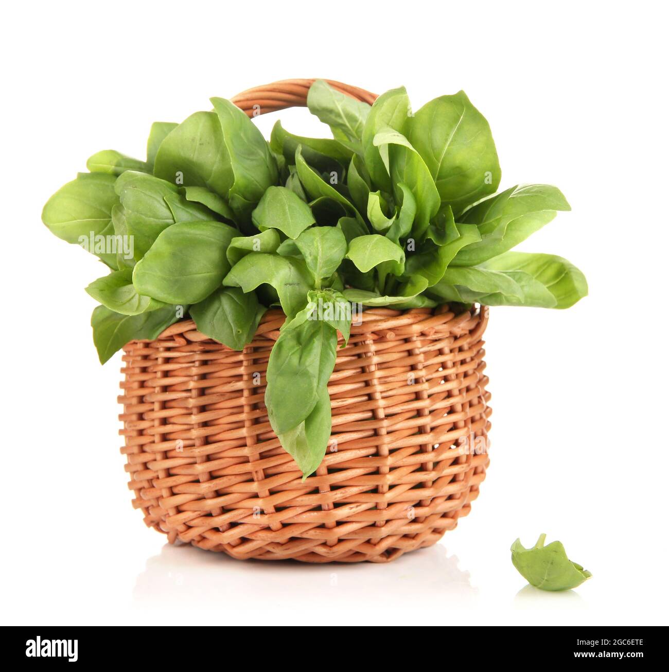 Fresh herb in basket isolated on white Stock Photo Alamy