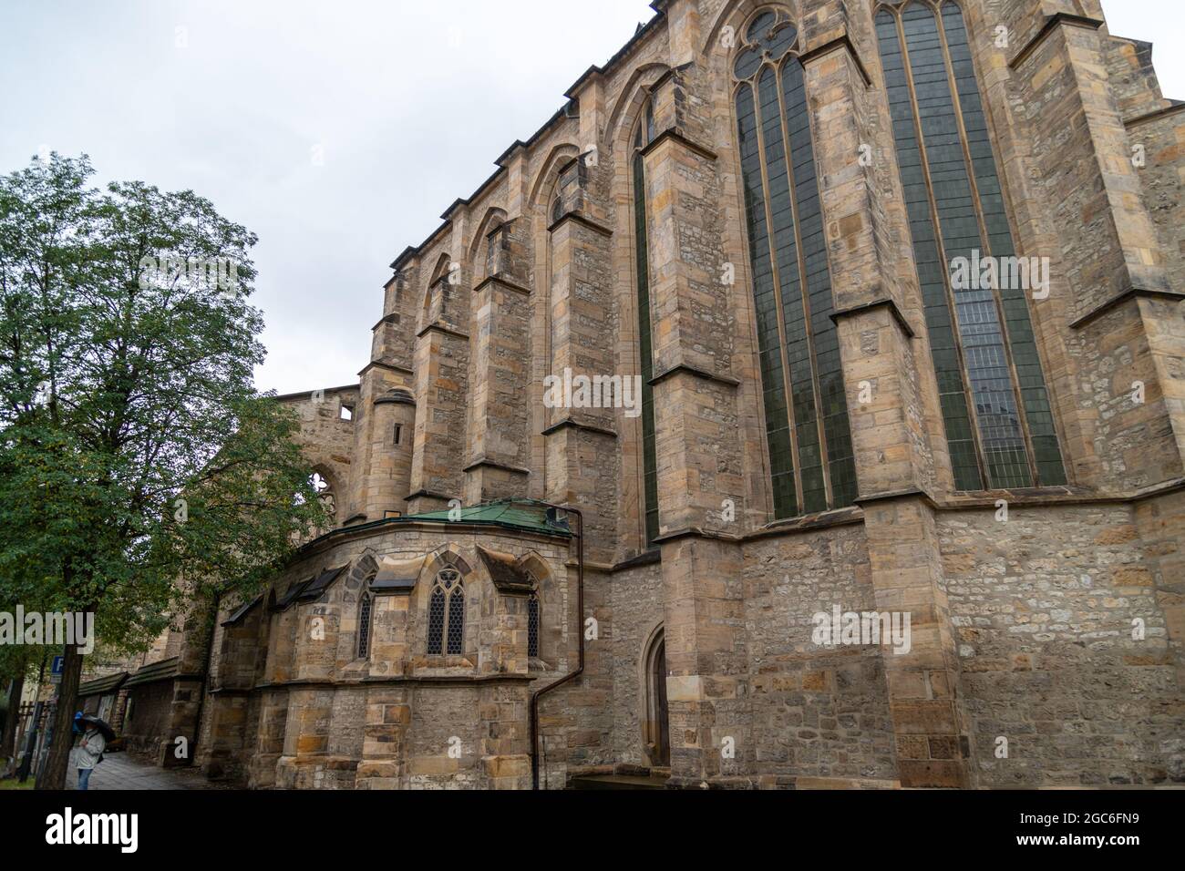 Wide angle view of the Barfüßer church in Erfurt, Thuringia Stock Photo