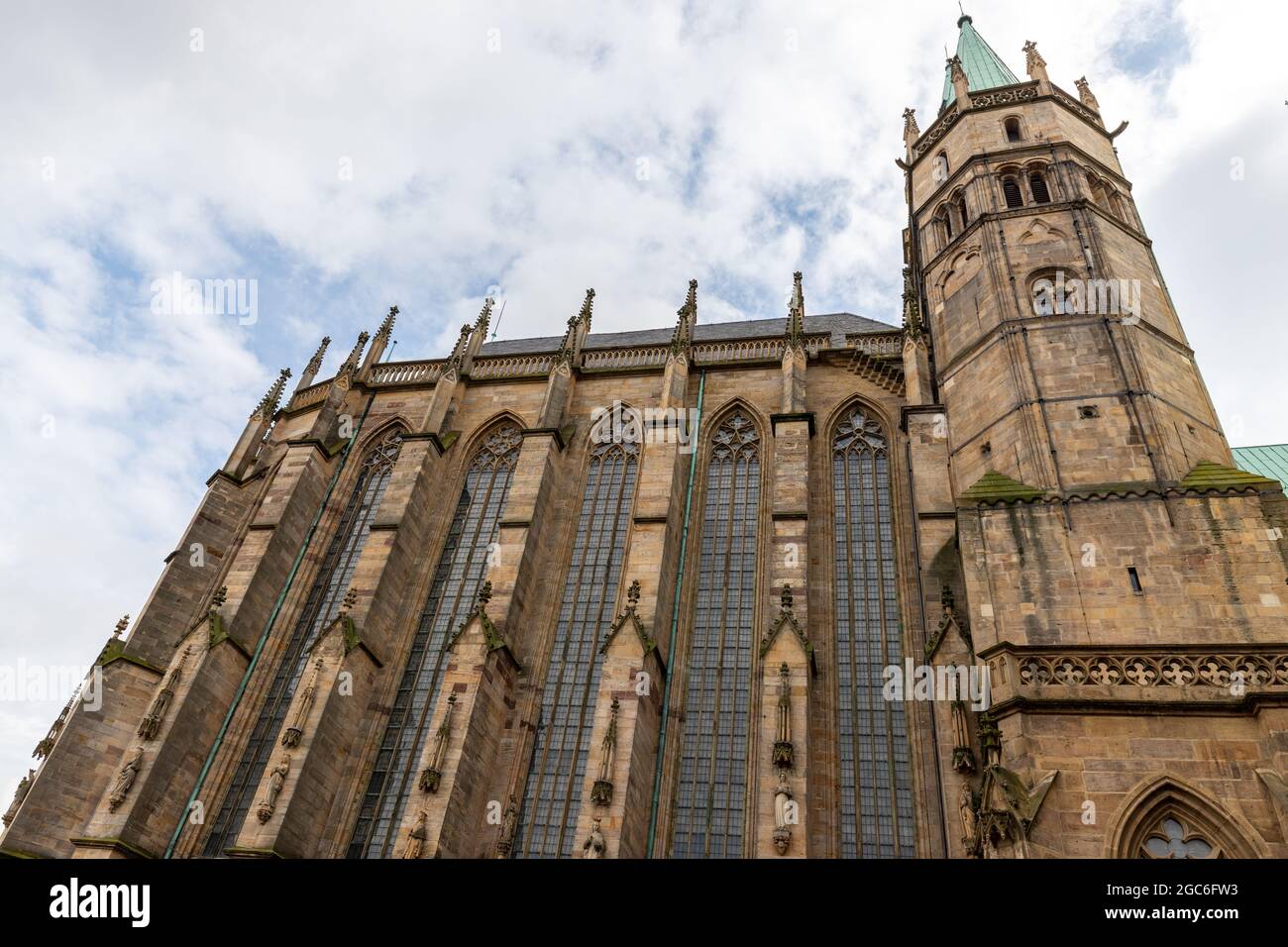 Low angle view of the cathedral in Erfurt, Thuringia Stock Photo