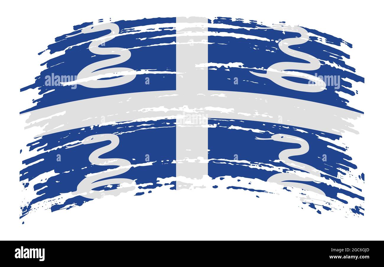 Martinique flag in grunge brush stroke, vector image Stock Vector Image