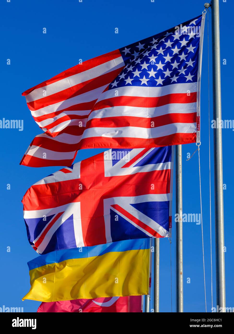 United States of America flag and United Kingdom flag Stock Photo