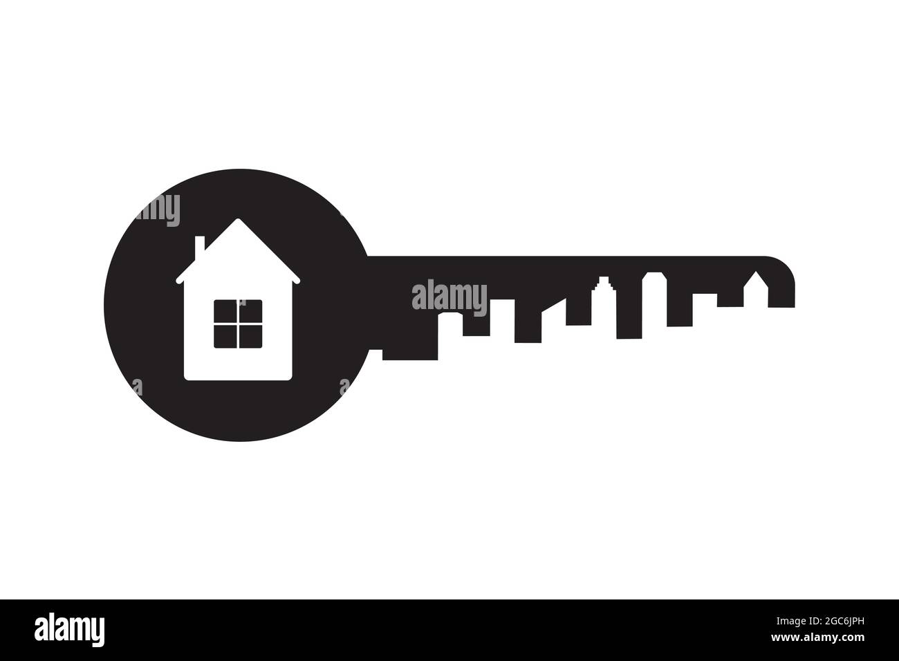 Key silhouette,real estate logo or icon,flat vector illustration Stock Vector