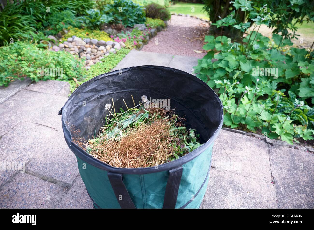 Garden waste collection collapsable bag in garden Stock Photo Alamy