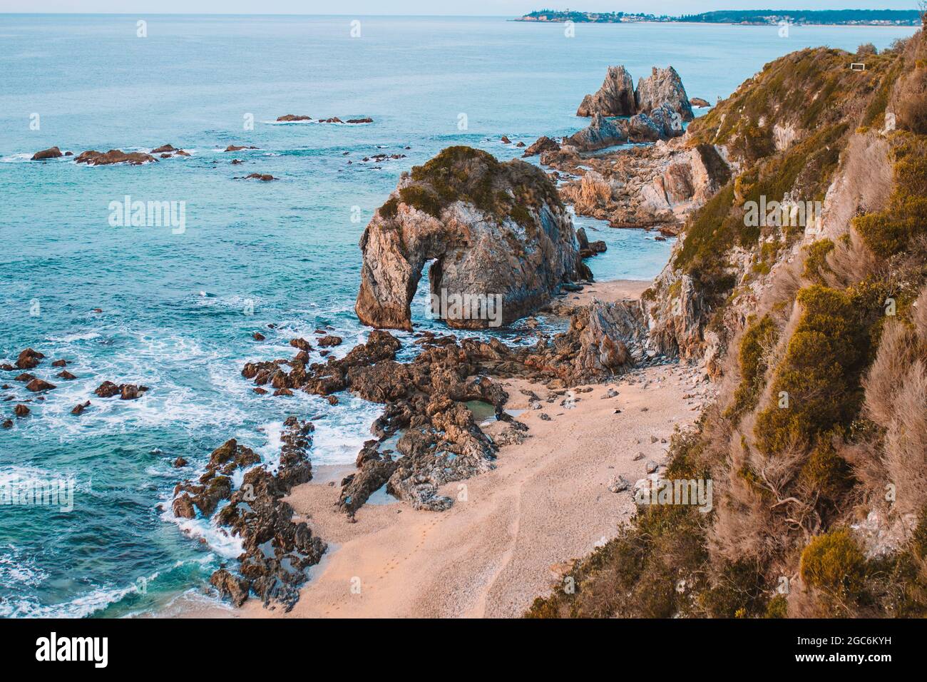 Horse head Rock, rock formation in Bermagui, NSW, Australia Stock Photo