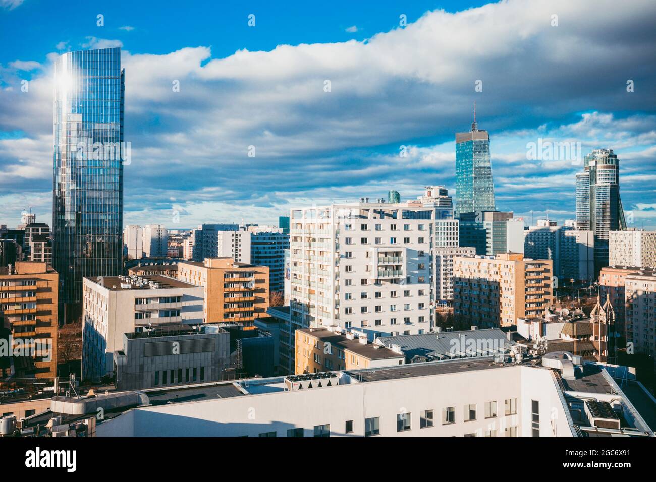Poland, Masovia, Warsaw, City skyline with skyscrapers Stock Photo