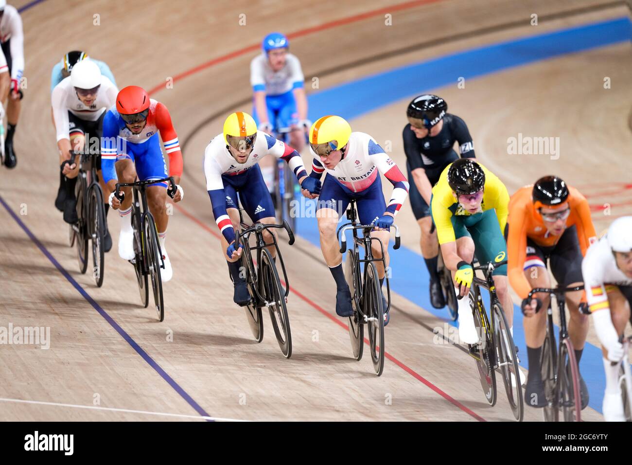 Ethan Hayter and Matthew Walls of Team Great Britain (GBR), riding, on