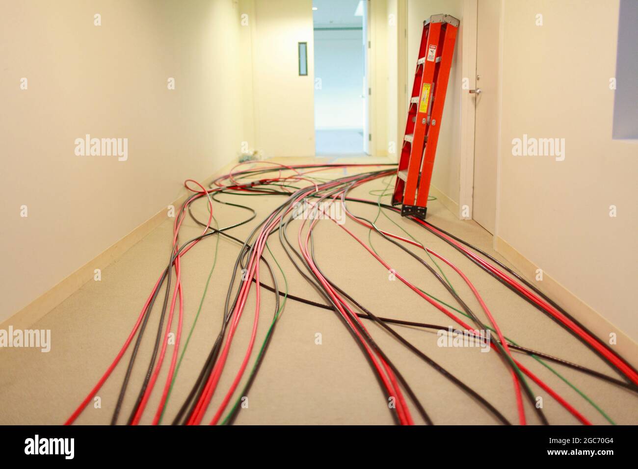 Electrical wires in hallway in new building Stock Photo Alamy