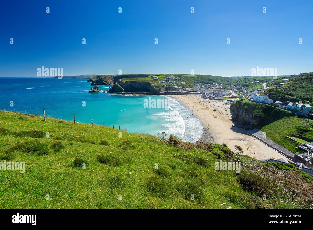 Overlooking Portreath from Western Hill, Cornwall England UK Europe Stock Photo