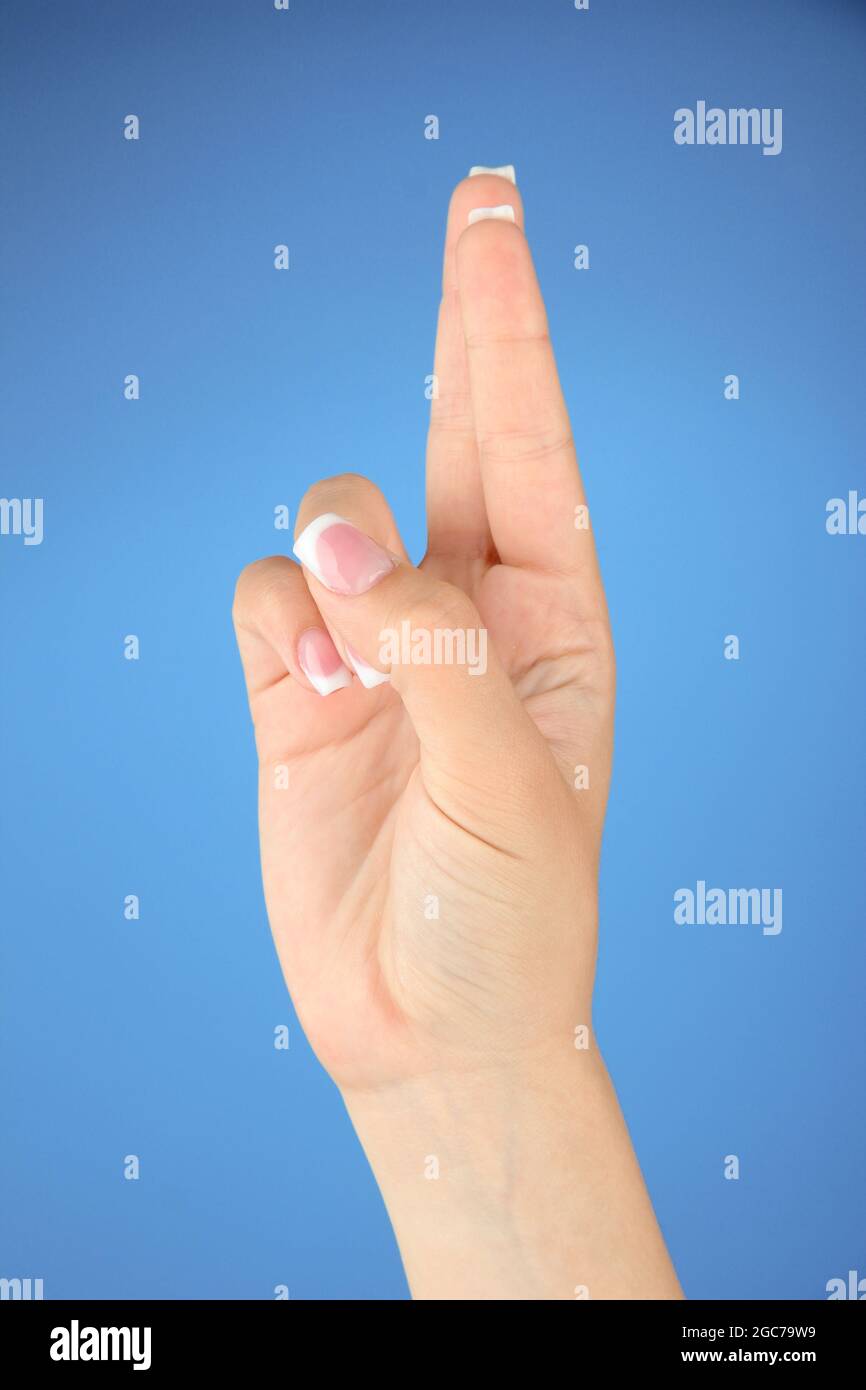 Finger Spelling the Alphabet in American Sign Language (ASL). Letter R