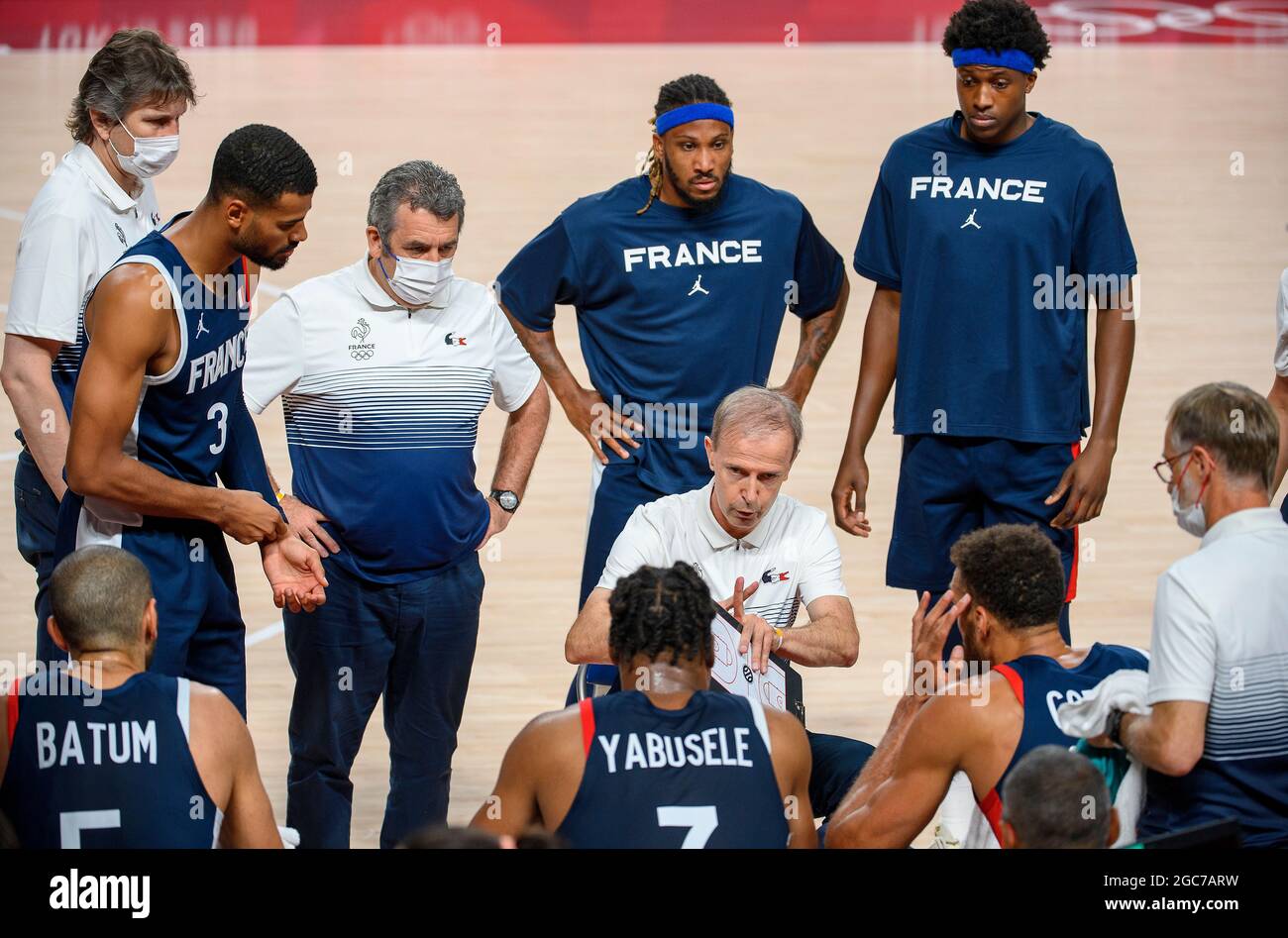 Tokyo Japan 07th Aug 21 Vincent Collet Coach Fra Gesture Gesture Gesticulates Gives Instructions To His Players France Fra United States Of America Usa 87 Basketball Men S Final Men S Basketball Final