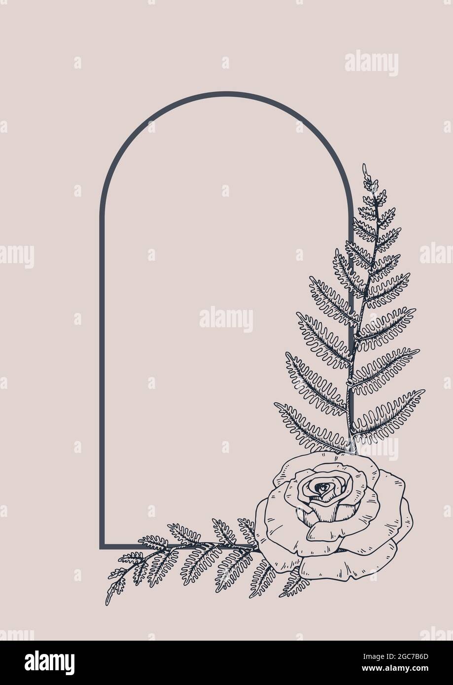 Hand drawn botany frame with hand drawn elements. Design for logo ...