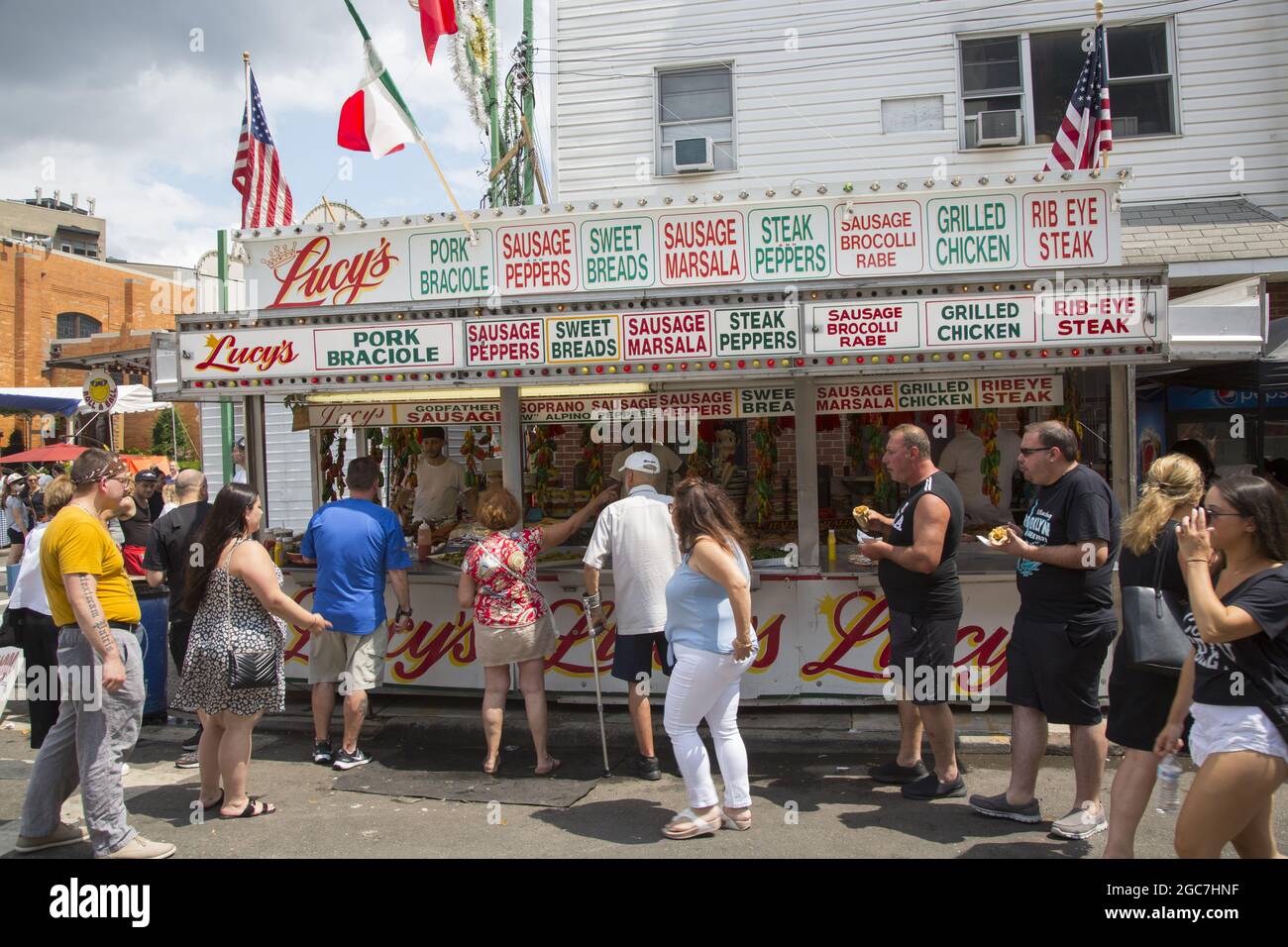 Food vendor at the anuual Giglio Feast in Italian Williamsburg Brooklyn