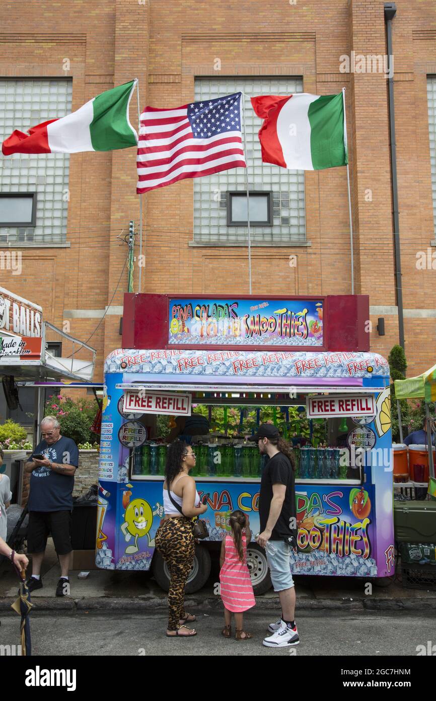 Food vendor at the anuual Giglio Feast in Italian Williamsburg Brooklyn, New York City Stock