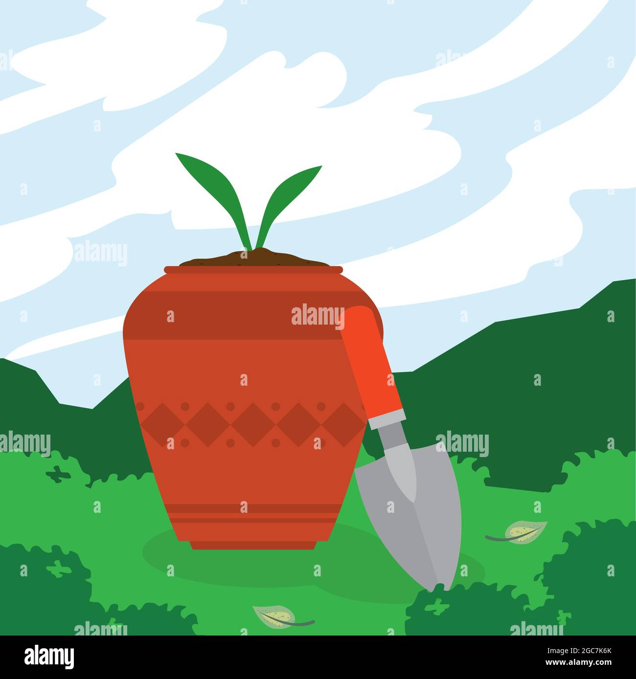 houseplant and spatule landscape scene Stock Vector Image & Art - Alamy