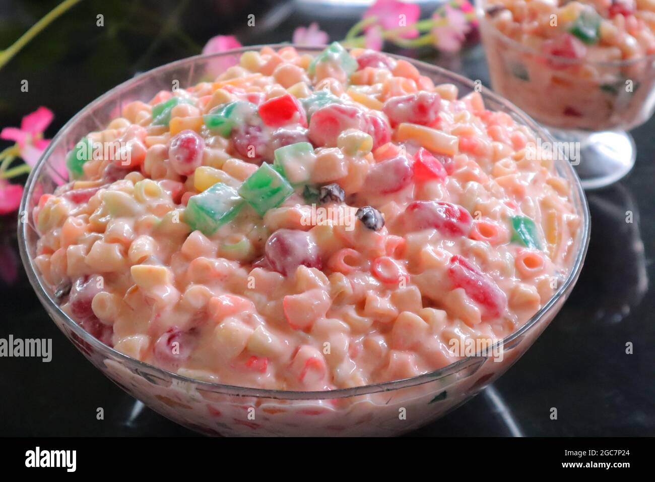 Macaroni fruit salad Stock Photo