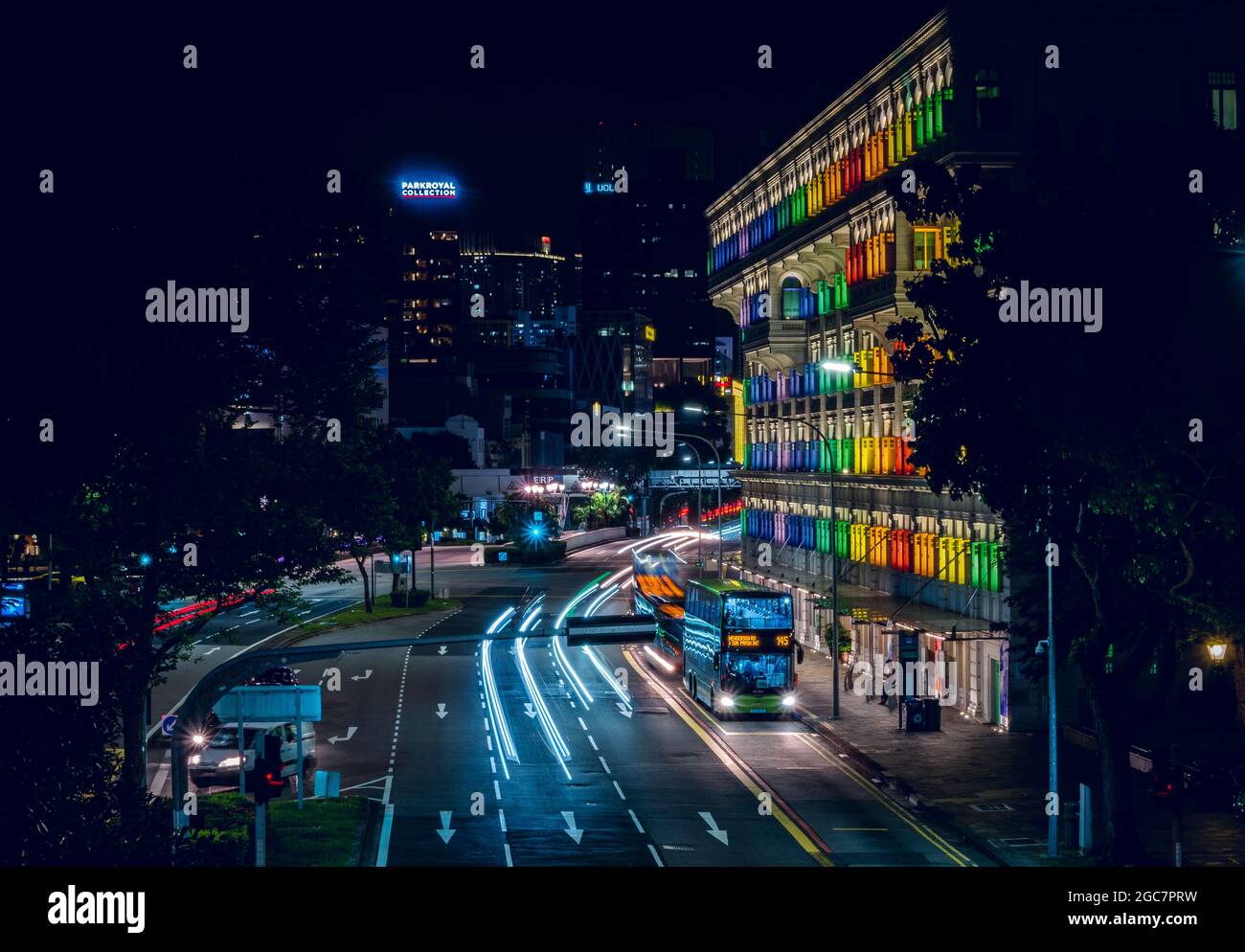 Night scene of Hill Street, Singapore Stock Photo