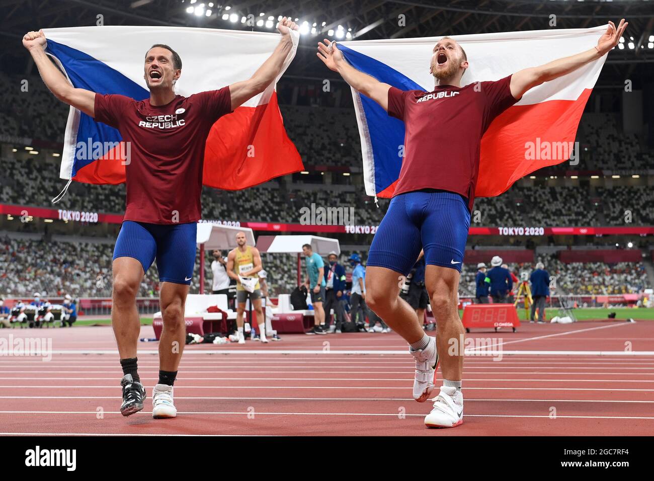 Tokyo, Japan. 07th Aug, 2021. From left Czech javelin throwers