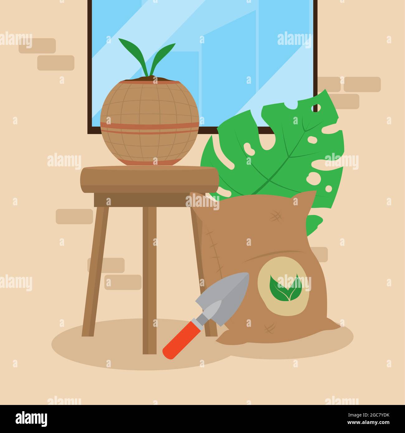 houseplant and fertilizer sack scene Stock Vector Image & Art - Alamy