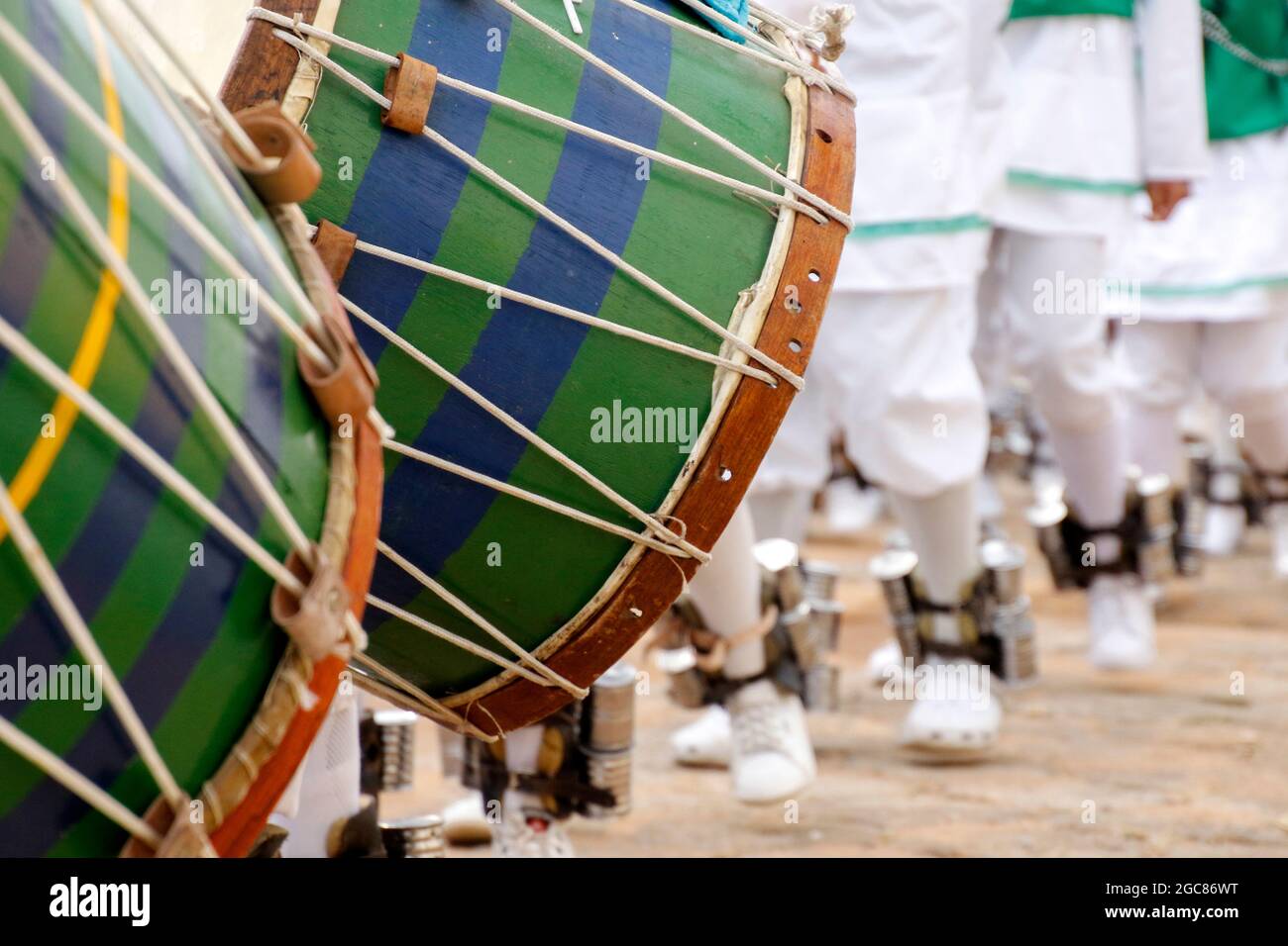 Oliveira, Minas Gerais, Brazil - August 8, 2018: detail of percussive instruments characteristic of the rosary festival Stock Photo