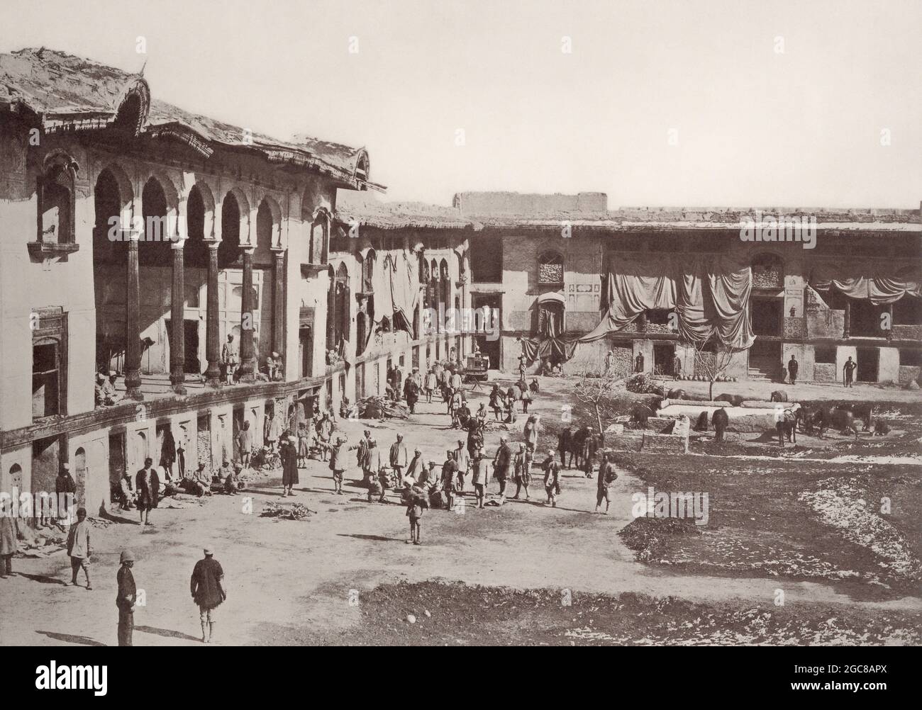 Interior view  of the palace of Shauh Shujah Ool Moolk; Bala Hissar, old city of Kabul, Afghanistan, 1881, digitally optimized Stock Photo