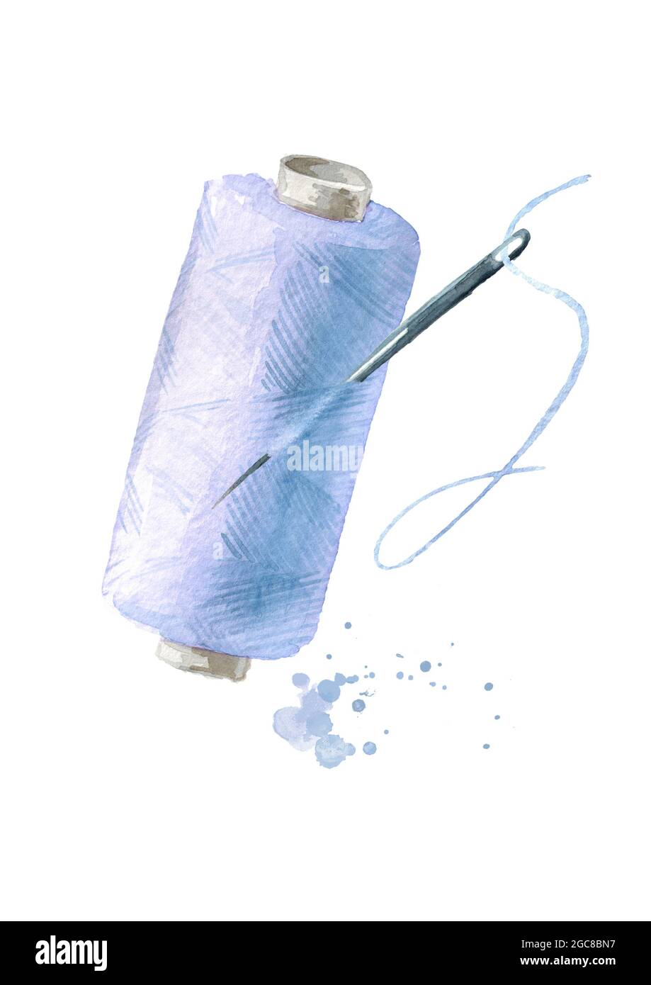 Sewing Supplies Spool Of Thread Scissors Measuring Tape Watercolor Hand  Drawn Illustration Isolated On White Background Stock Illustration -  Download Image Now - iStock