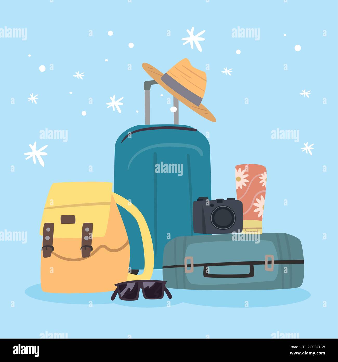 suitcases and travel set icons Stock Vector Image & Art - Alamy