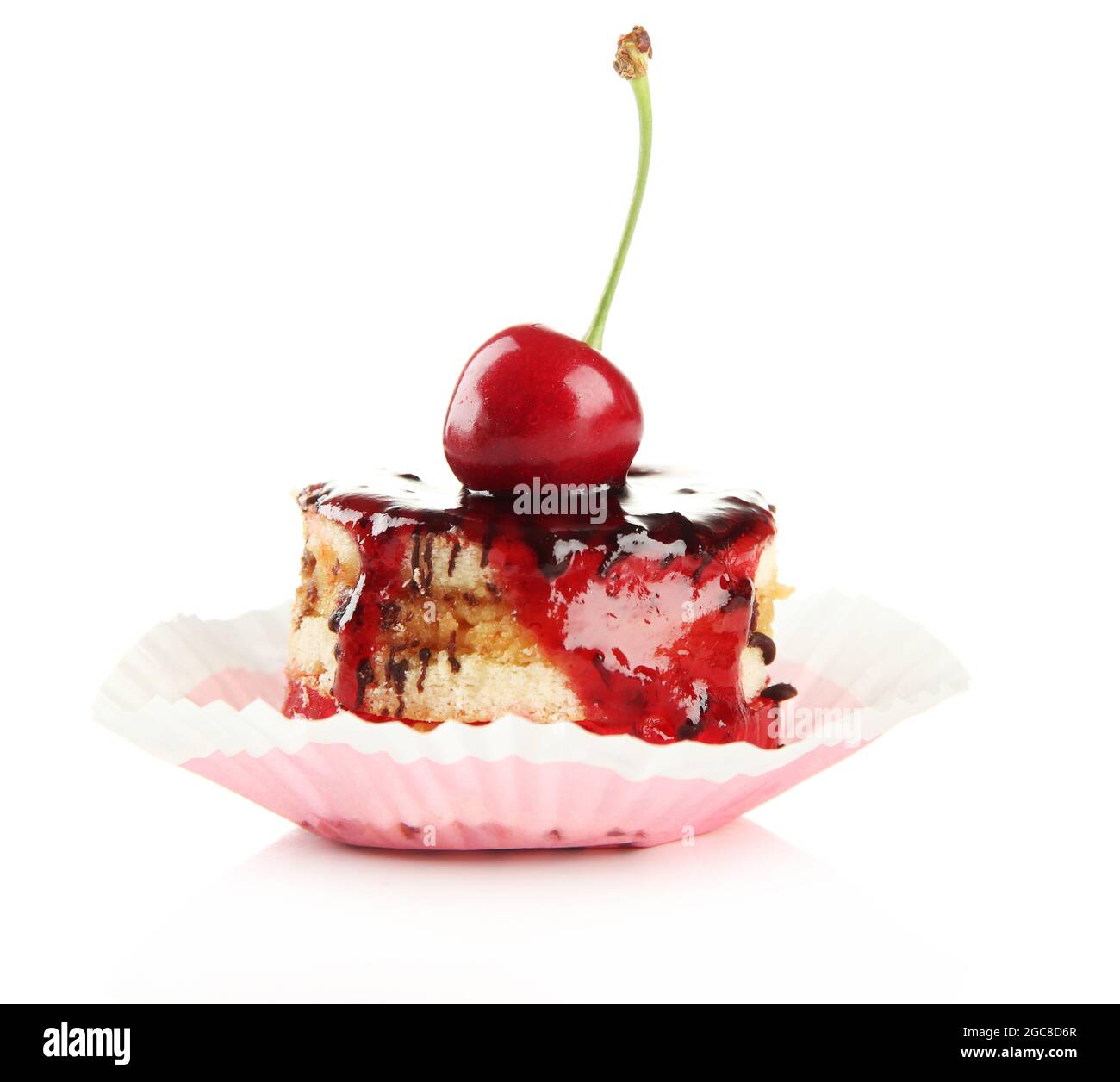 Tasty biscuit cake with jam and berry on plate, isolated on white Stock ...