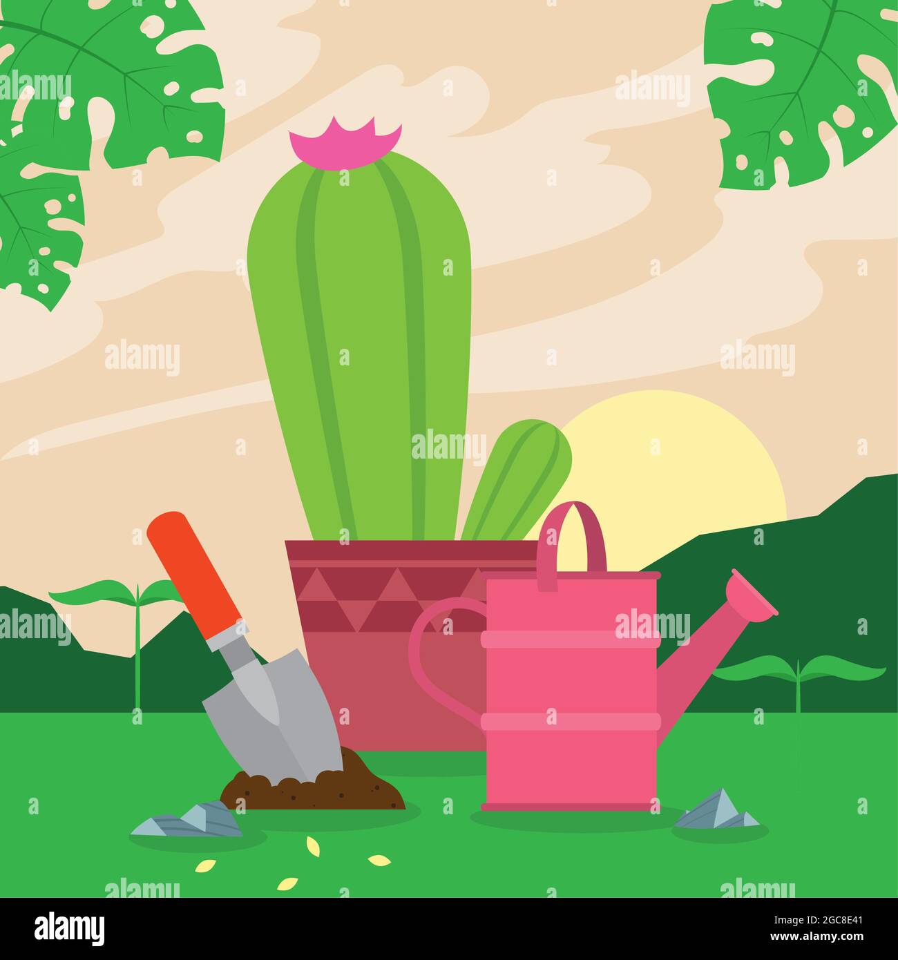 houseplant and spatule garden scene Stock Vector Image & Art - Alamy