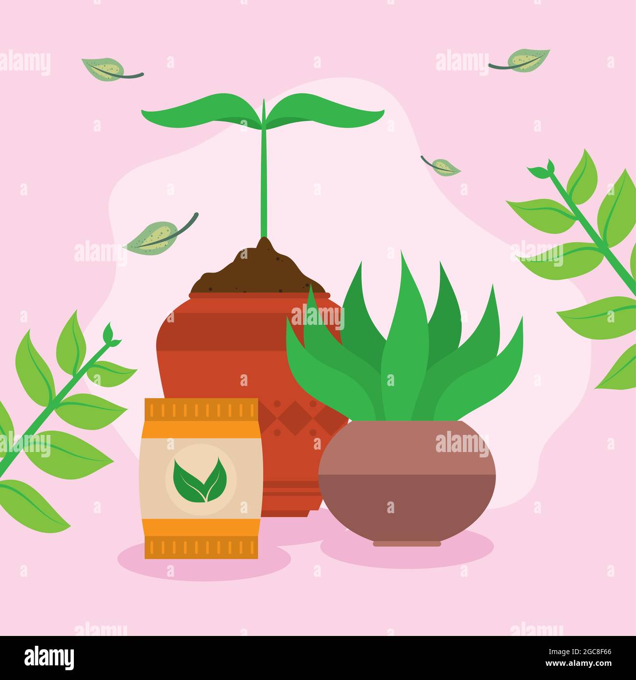 houseplants and fertilizer bag scene Stock Vector Image & Art - Alamy