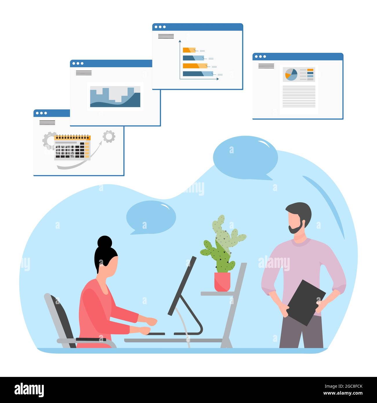 People Analysing Stats and Data in Visual Form Stock Vector - Illustration  of attracting, documentation: 173854319