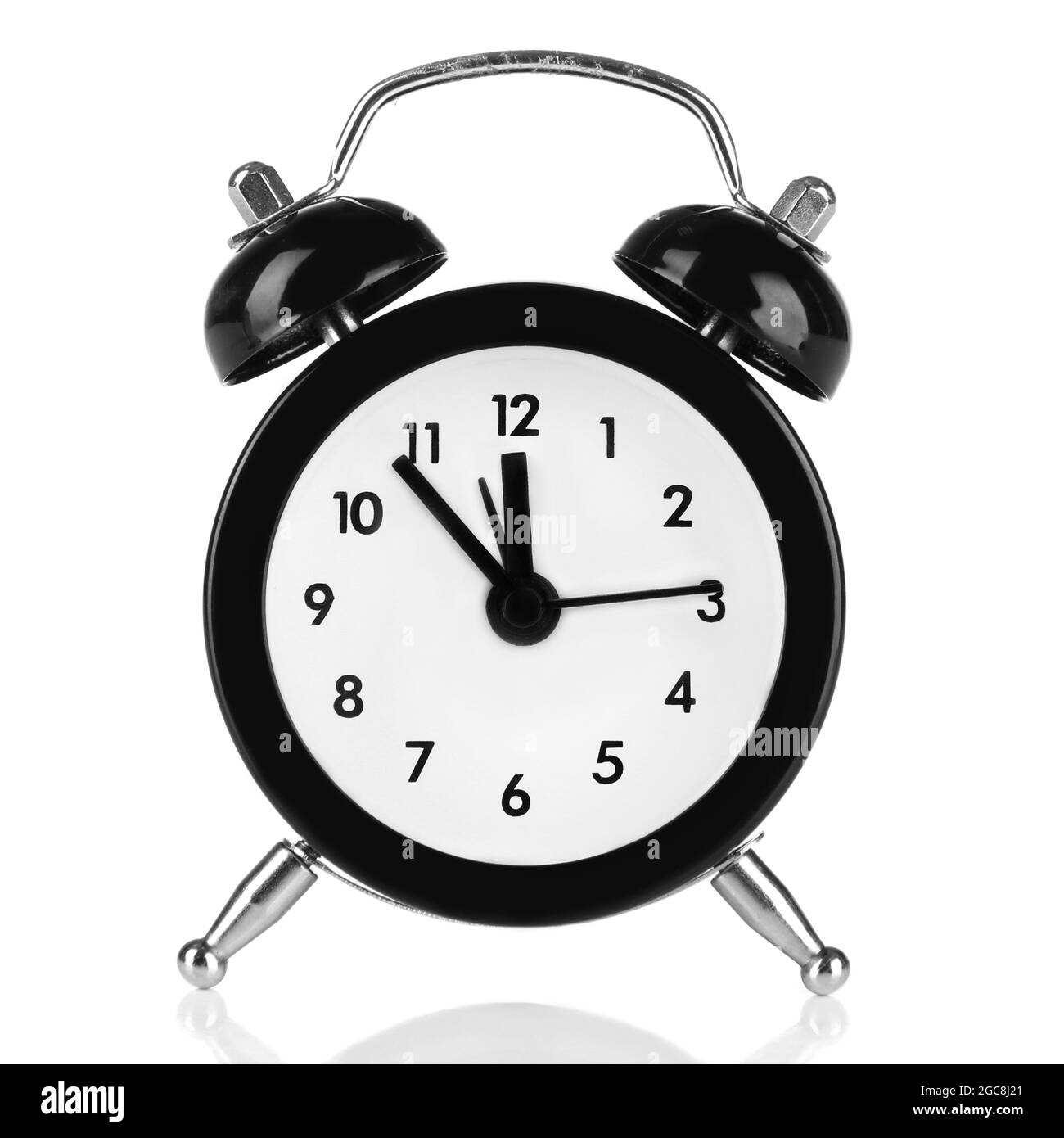 Old style alarm clock isolated on white Stock Photo - Alamy