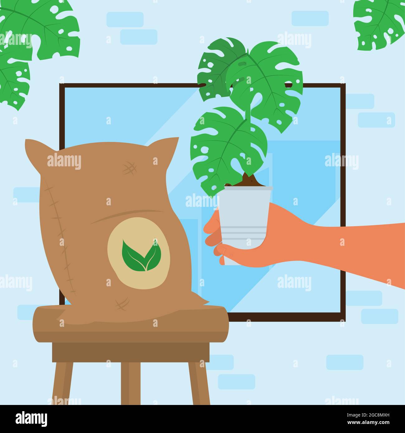 fertilizer sack and houseplant scene Stock Vector Image & Art - Alamy