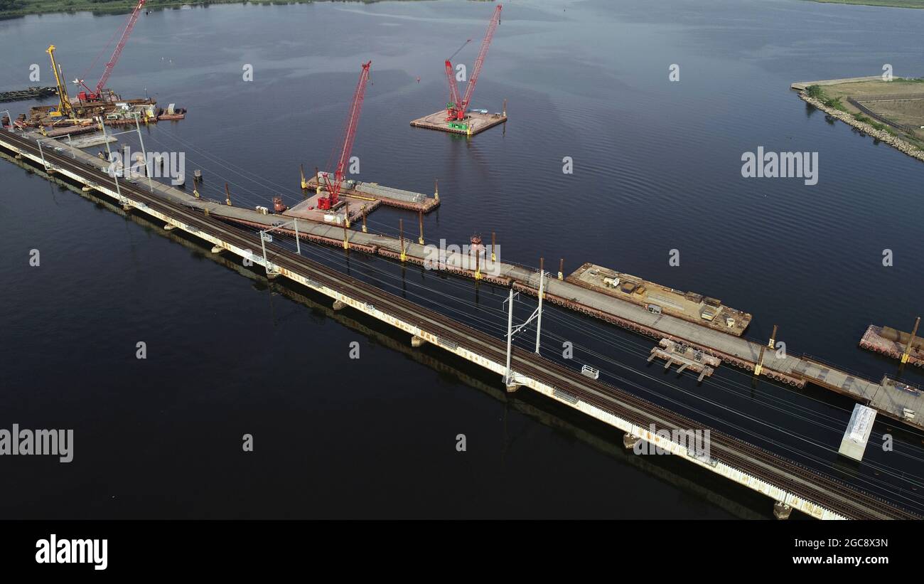 Aerial view of River Draw, the bridge connecting South Amboy and Perth