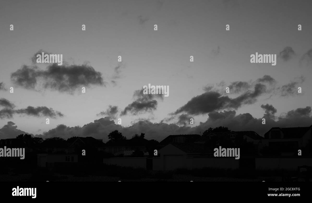 Cloud formations seen on a windy day in summer 2021. Stock Photo