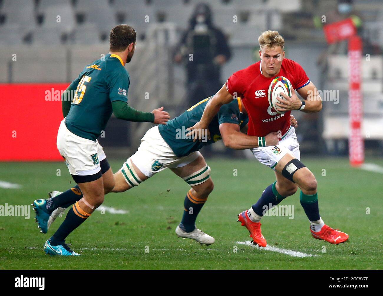 British And Irish Lions Duhan Van Der Merwe Right In Action During The Castle Lager Lions Series Third Test Match At The Cape Town Stadium Cape Town South Africa Picture Date Saturday