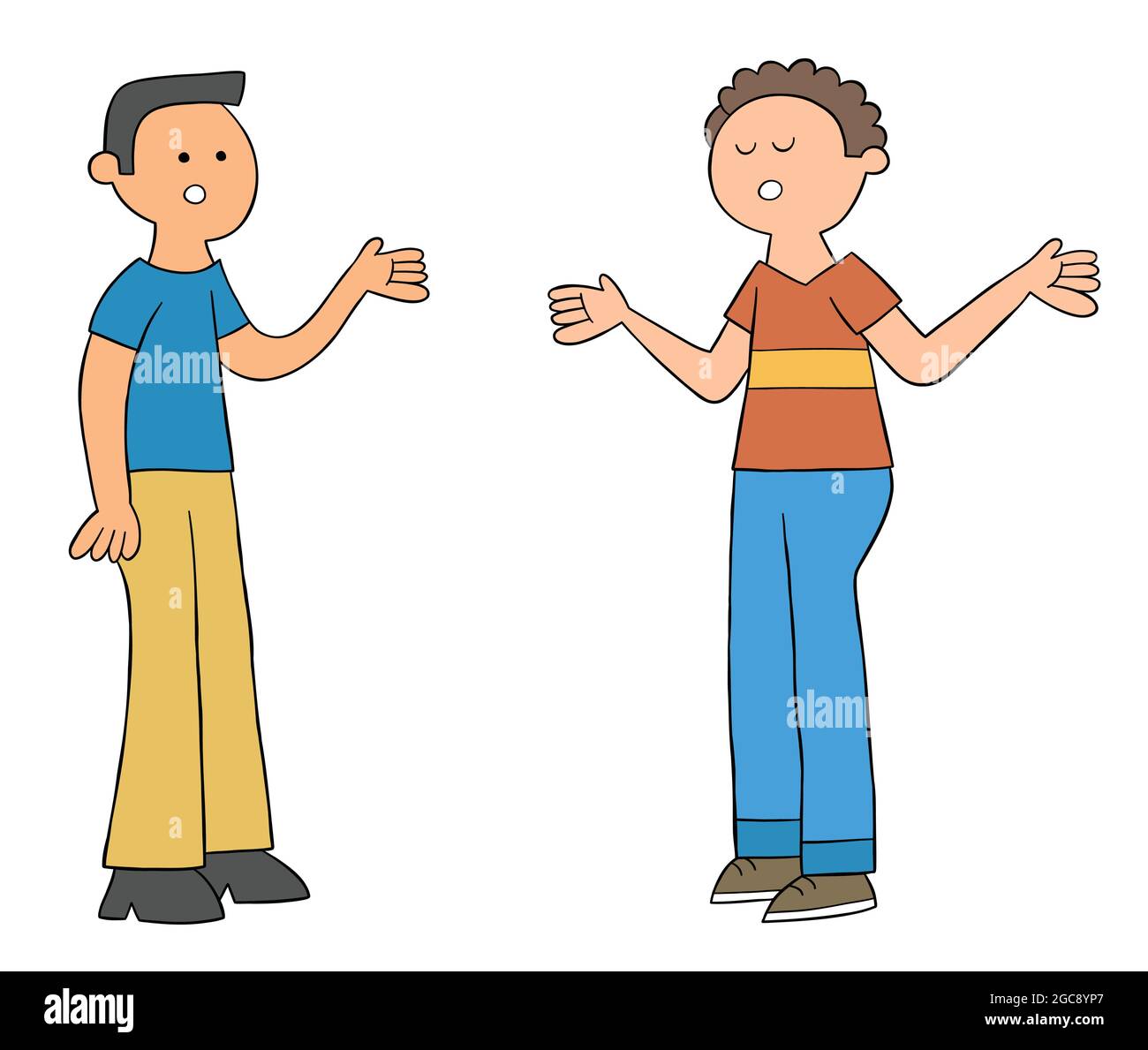 Cartoon two friends talking to each other, vector illustration. Colored and  black outlines Stock Vector Image & Art - Alamy