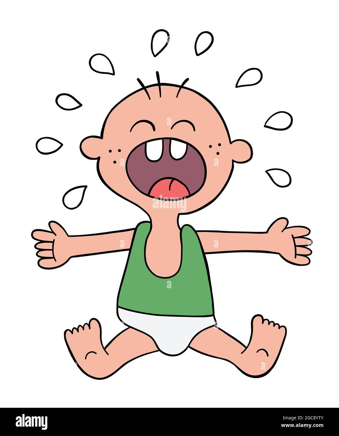 Cartoon baby is crying, vector illustration. Colored and black outlines  Stock Vector Image & Art - Alamy