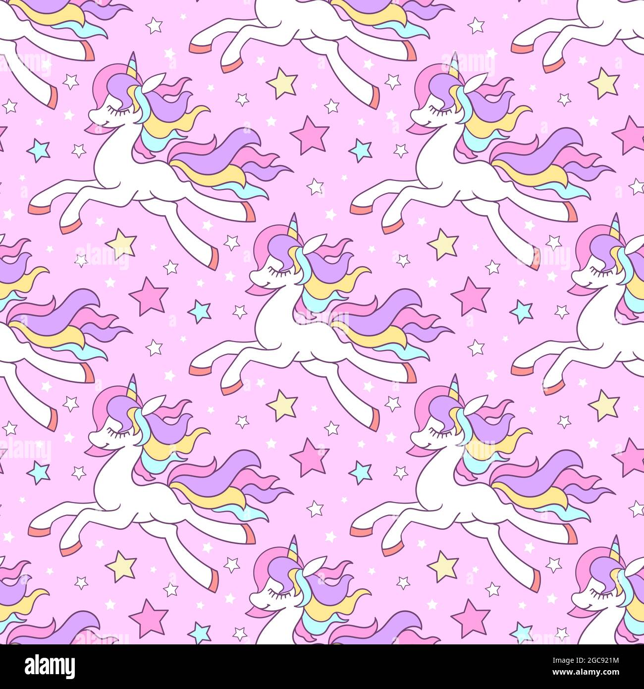 Seamless pattern with cartoon unicorns. Vector Stock Vector Image & Art ...