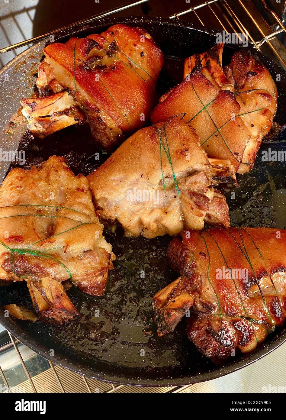 Roasted pork knuckles. German traditional dish in restaurant Stock Photo Alamy