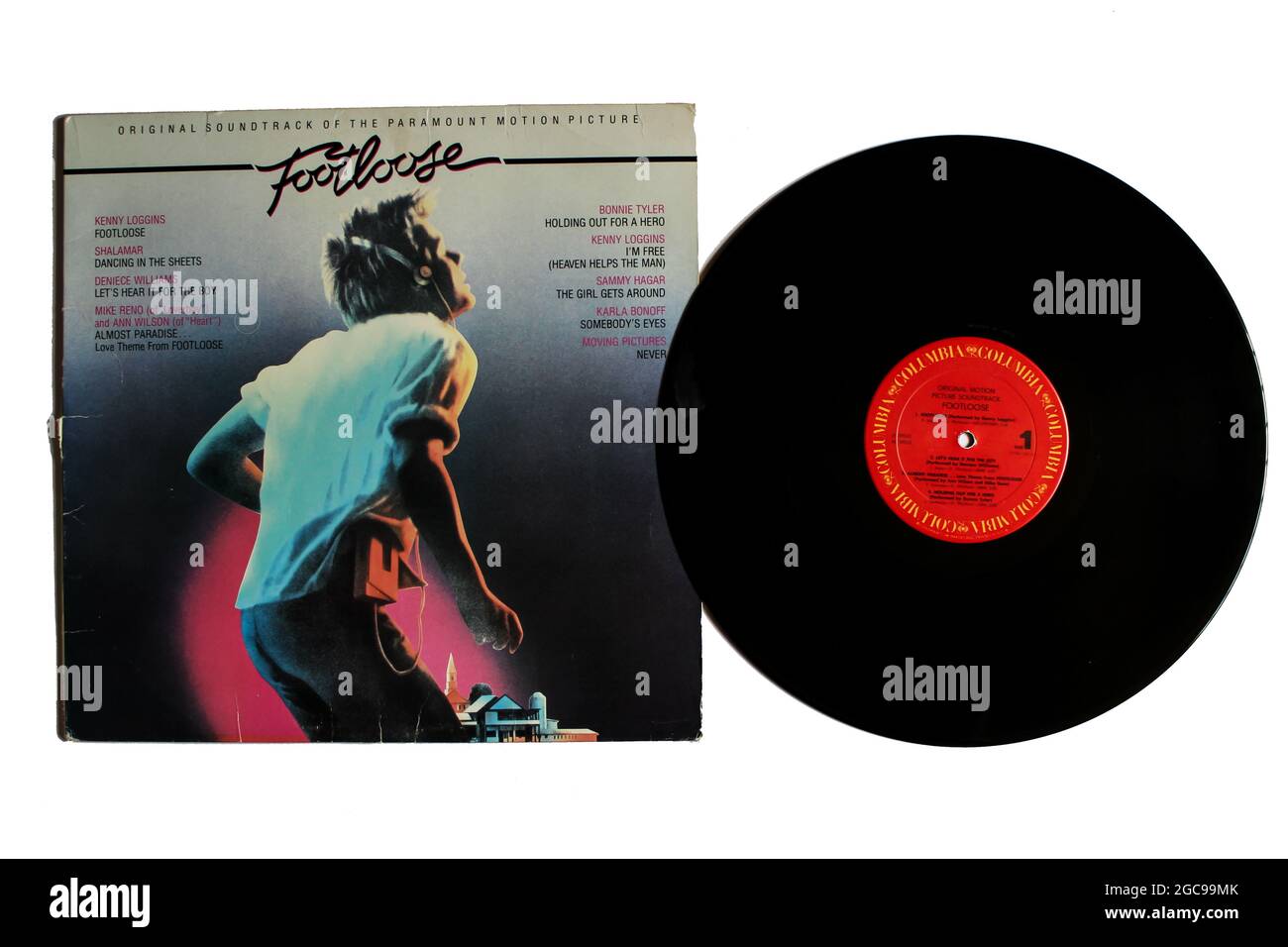 Footloose Original Soundtrack of the Paramount Motion Picture Footloose. Music album on vinyl record LP disc. Album cover Stock Photo