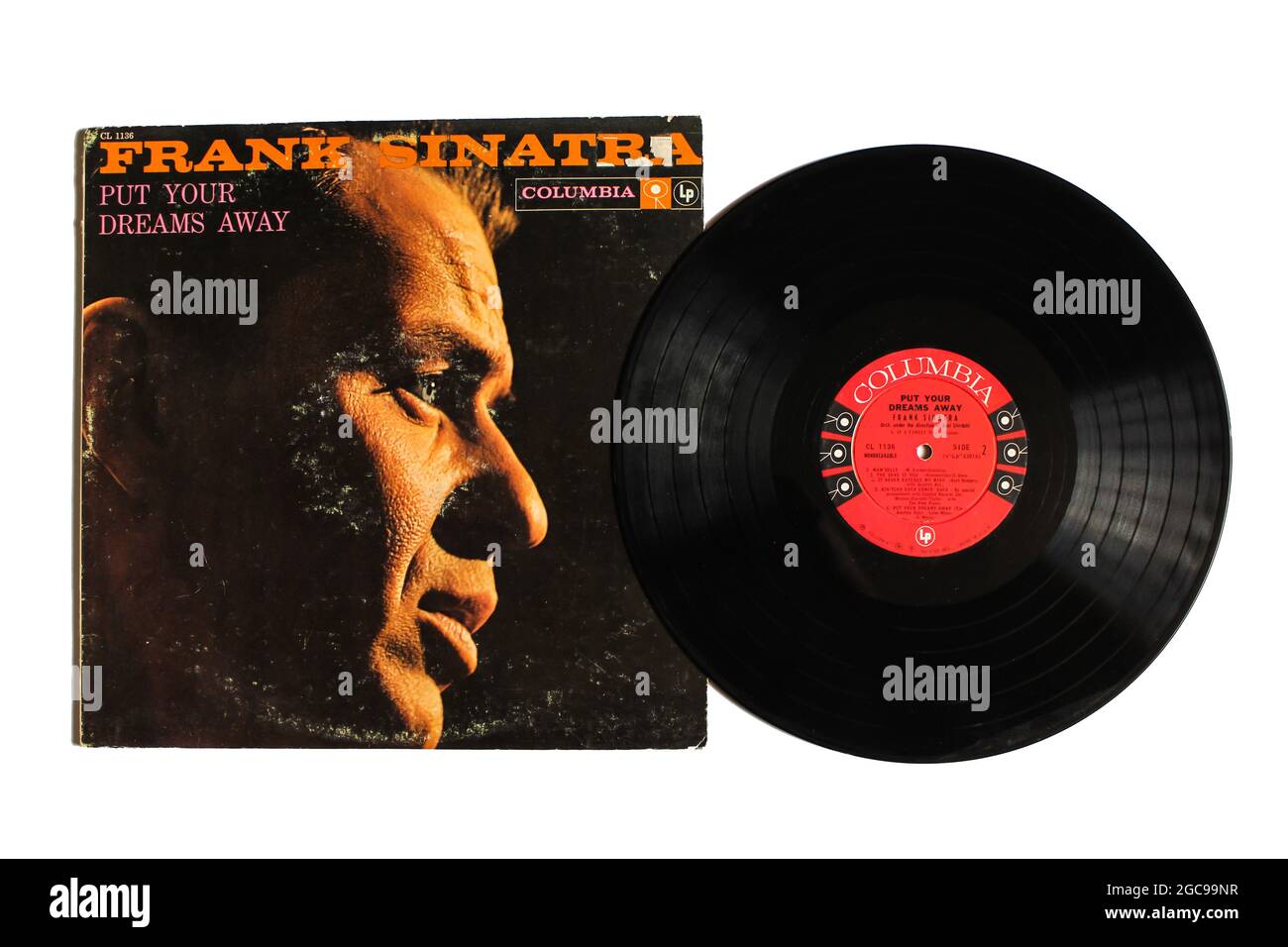 Jazz and easy listening musician, Frank Sinatra music album on vinyl record LP disc. Titled: Put Your Dreams Away album cover Stock Photo