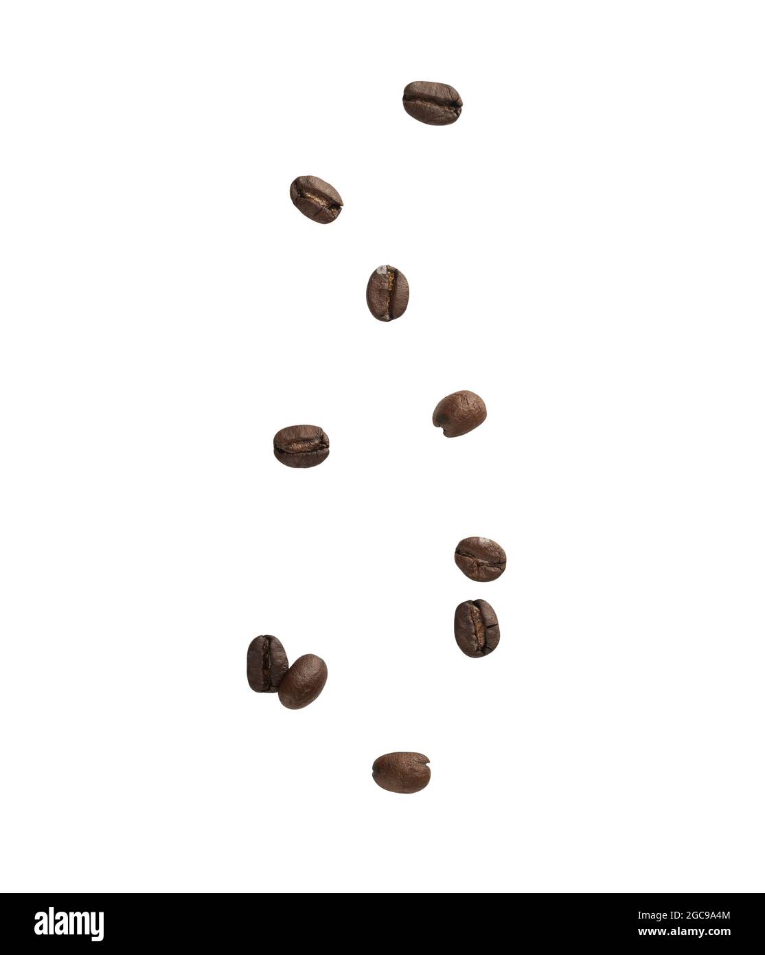 Coffee beans falling isolated on white background with clipping path ...