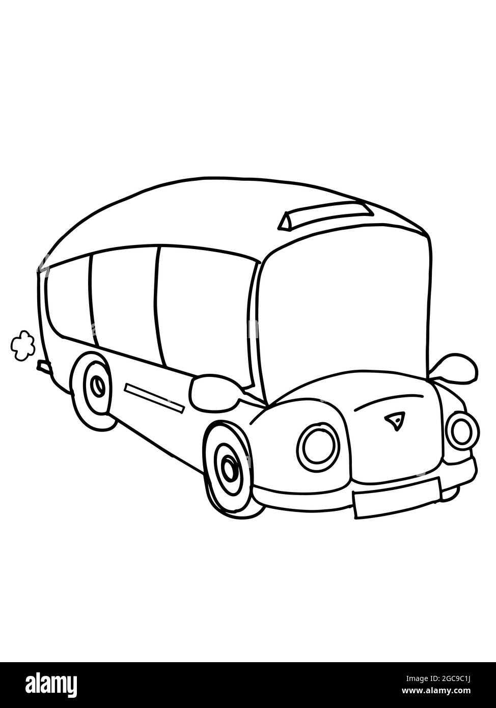 cartoon ,cute school bus, illustration white colors Stock Photo